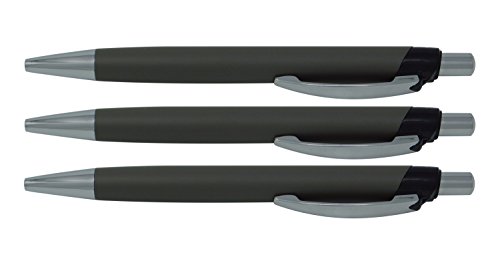 3 allpremio® Kugelschreiber Softtouch Ball SCHWARZ Schreibstift, gummierter Alu Griffzone+ Metall Clip Schreibfarbe Schwarz M Mine dokumentenecht ISO 12757-2 Leichtlauftinte für komfortables Schreiben Cover