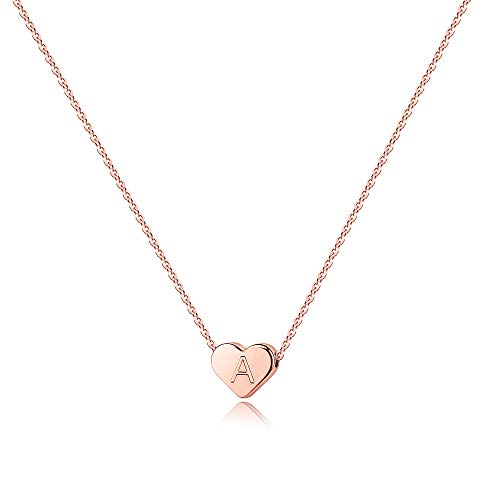 Turandoss Girls Jewelry Initial Necklaces for Girls, Heart Letter Necklace for Women Girls Dainty Rose Gold Initial Necklace for Women Teens Girls Kids Alphabet Initial Necklace for Girls Jewelry