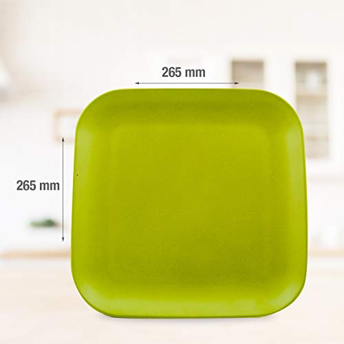 Image of Decor EcoLite Bamboo Dinner Plates | Non Toxic Reusable Dishwasher Safe Dinner Plates | Eco-Friendly Large Size Dinnerware Gift Set - Set of 6, Lime