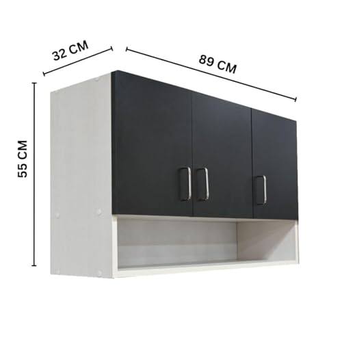 Image of Multipurpose Storage Cabinet & Adjustable Shelf Space Organizer Engineered Wood Termites Resistance Wall Mounted for Office, Kitchen, Bedroom (Flowery Wange & Highland Pine, Door 3)