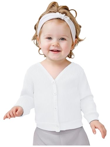 RUNQHUI Baby Mädchen Bolero Jacke Strickjacke mit Knöpfen...