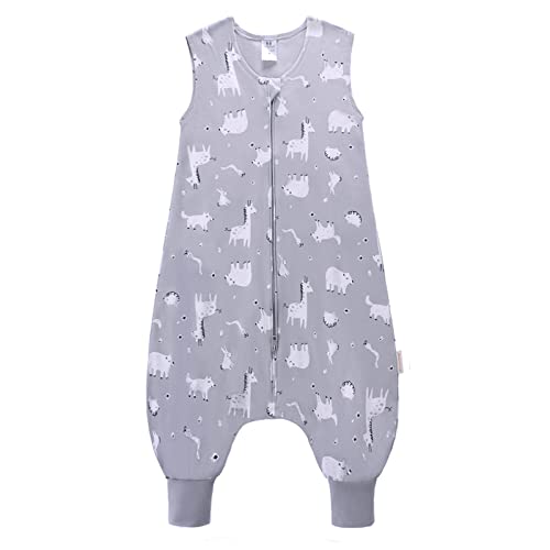 LAT LEE AND TOWN Gigoteuse avec Jambes 0,5 TOG 100% Coton sans Manches Gigoteuse pour bébé avec Pieds pour GarçOn Fille 2-5 Ans (XL, Girafe)