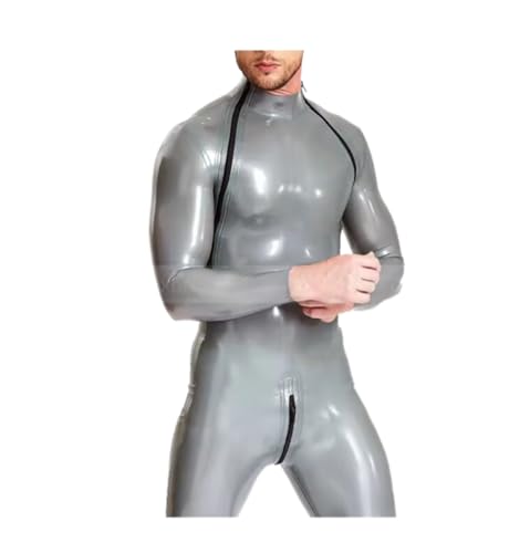 GAYLOP Latex Pants Latex-Catsuit für Herren, mit Schulter- und Schrittreißverschluss, Halseinstieg, Overall, handgefertigt, schwarz, 3XL