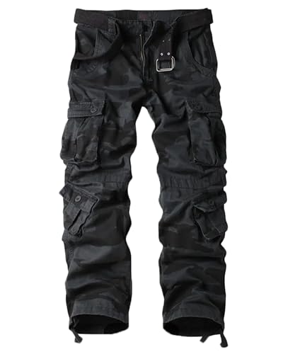 Men's Cargo Pants Casual Cotton Relaxed Fit Pants Thicken Work Pants Multi Pockets Baggy Travel Hiking