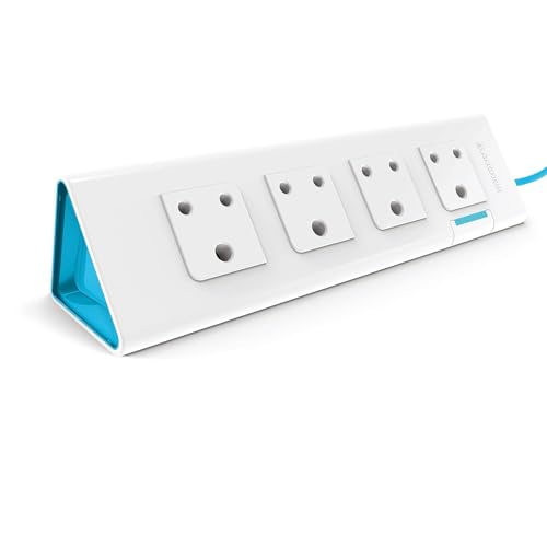 Image of anchor by panasonic 22061 6A Power Strip 4 Socket Spike Guard with Single Switch (1.5 m, White and Blue)