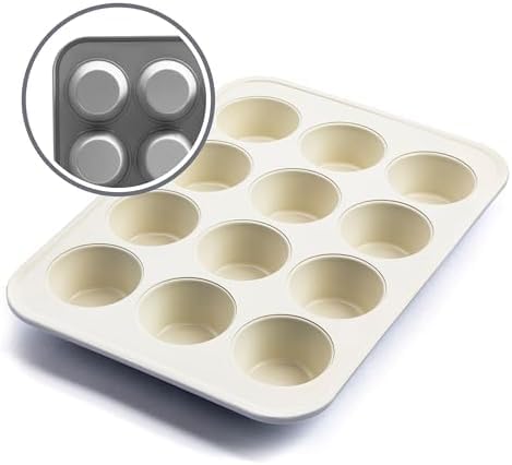 Image of GreenLife 12-Cup Muffin Pan, Healthy Ceramic Nonstick Bakeware, PFOA & PFAS-Free Cupcake Sheet, Durable Baking Tray, Versatile Kitchen Essentials, Easy Clean Muffin Mold, Nonstick Baking Pan, 6 pack