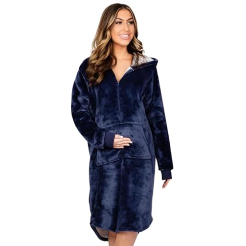 Image of Nursing Robe for Breastfeeding - Postpartum Nursing Gown w/Breastfeeding Zip - Cozy Maternity Postpartum Loungewear for Moms
