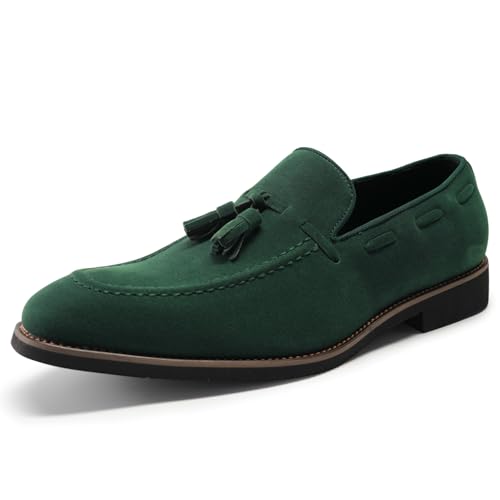 Allthemen Chaussures Slip on Légère Hommes Casual Mocassins en Daim Légères Loafers Plates Business Mariage Vert 43