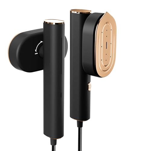 Handheld Clothes Steamer Travel Iron - 2 in 1 Mini Iron, Fast 20s Heat-Up, Horizontal and Vertical Wrinkle Removal, Garment Steamer and Iron for Global,UK& Europe Travel Office Home (Black)