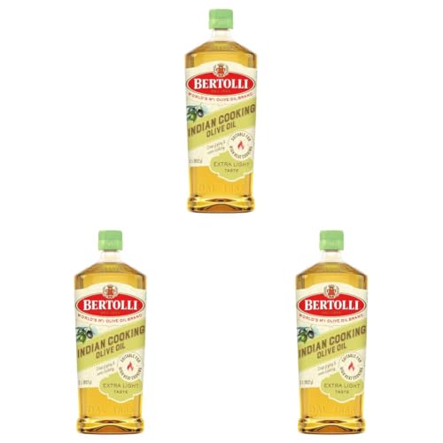 Image of Bertolli Indian Cooking Olive Oil 1L | 75% MUFA | Extra Light Taste, Suitable for High Heat Cooking, Frying & Roasting | World's No. 1 Olive Oil Brand (Pack of 3)