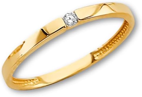 Tehrani Signature 14K Solid Yellow Gold CZ Stackable Ring – Dainty Slim Band with Sparkling Cubic Zirconia