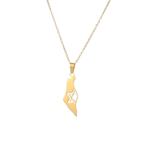 Stainless Steel Megan David Necklace for Women | Menorah | Hebrew Chai Charm Choker | Map Of Israel | Jewish Symbol Protection Jewelry Include a Gift Box