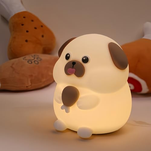 Danolt Luz nocturna colorida para perros, lámpara de silicona para perros, luz nocturna de animales blandos