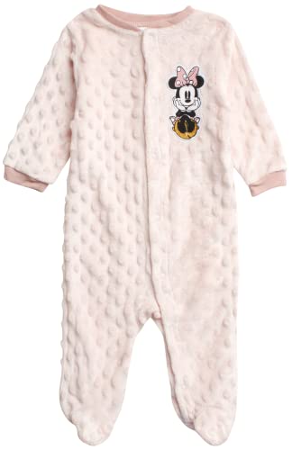 Image of Disney Newborn Baby Boys & Girls Velour Footed Coverall: Mickey Mouse, Minnie Mouse, Winnie The Pooh (0-9 Months)
