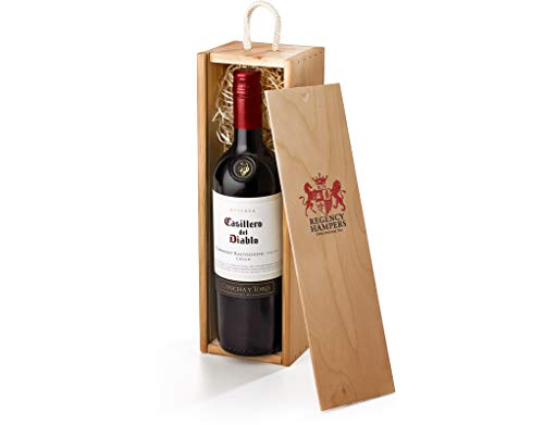 Casillero Del Diablo Red Wine Gift Box - Classic Red Wine Case with Cabernet Sauvignon In Wooden Presentation Crate - Luxury Vino Gift Box from Regency Hampers