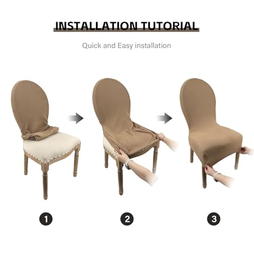 Housse de chaise dossier rond extensible pour rénover et protéger vos chaises usées
