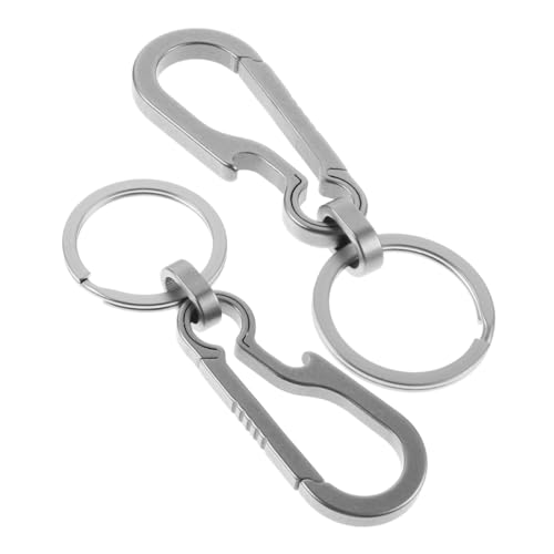 Parliky 2個チタン合製コンパクトキーリング 栓抜き付き軽量カラビナクリ