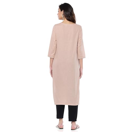Image of BIBA Women Cotton Blend Regular Fit Solid Straight Kurta