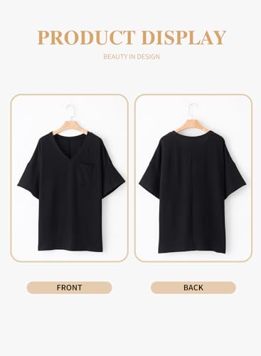 Eytino Womens Plus Size Tops Short Sleeve Sexy V Neck Knitted Blouse Loose Casual Tunic T-Shirts (1X-5X)4