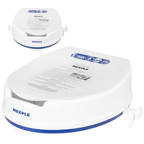 Image of MEXPLE RaiXer4 Raised Toilet Seat Raiser Elevator (4 Inch) (5 Years Warranty) | Plastic Commode Seat Extension | Tool Free Installation | For Handicap, Knee Patients, Old Senior Citizen - White