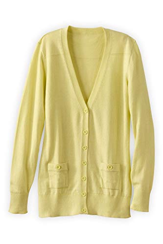 Fair Indigo Fair Trade Organic Boyfriend Cardigan (S, Citrus)