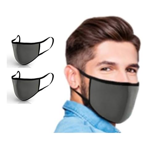 Caretex Reusable Washable 3 Ply Face Cover (Pack of 2), High-Tech Fabric Face Mask, Comfortable, Lightweight, Durable, Highly Breathable, Windproof, Unisex, Adjustable Nose Bridge (Grey, S) Cover