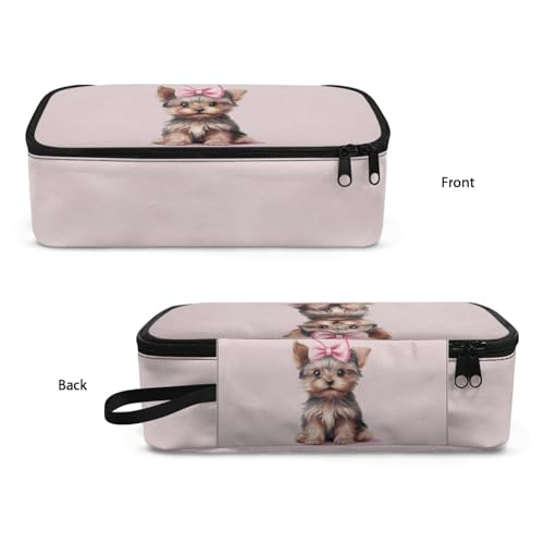 Image of Girls Pencil Pouch Cute Dog Pencil Case Large Capacity,Pink Pencil Bag for Kids Adorable Pencil Box for Preschool Children Pencil Container for Boys Adults Men Students Cion Purse