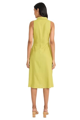 Maggy London Women's Sleeveless Button Down Linen Midi Elegant A-line Business Casual Dress3