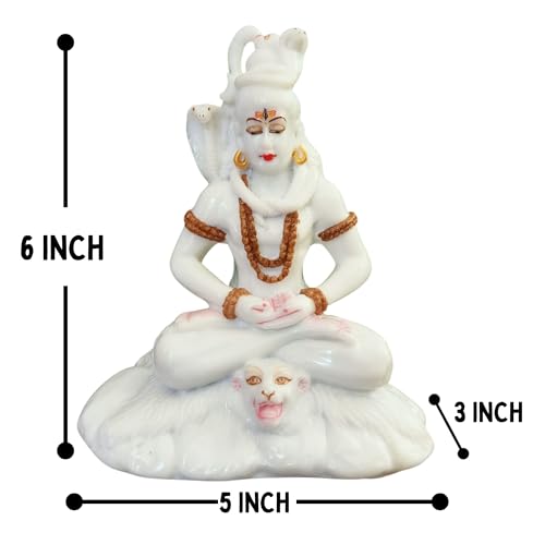 Image of Handicrated Marble Shiv ji Statue Shankar Bhagwan Murti for Home /Temple (5 inchx4 inchx6 inch Inch)