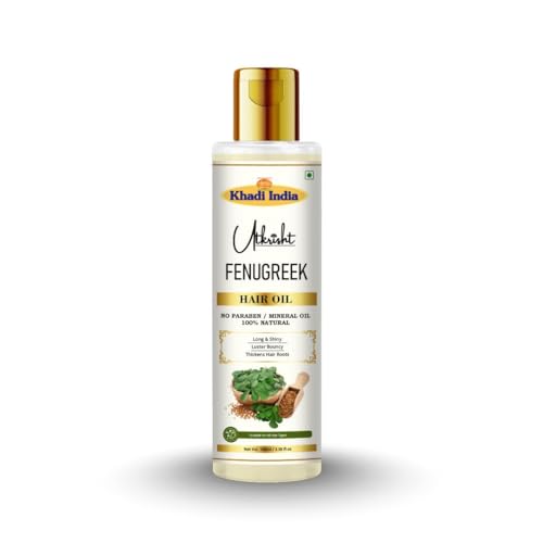 Image of Khadi Fenugreek (Methi) Hair Oil 100ml | Ayurvedic Herbal Hair Oil for Hair Growth, Shiny & Long Hair | Non Sticky, Paraben & Mineral Oil Free | For All Hair Types | Daily Use for Men & Women