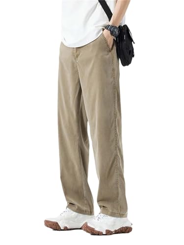 Hndudnff Men's Summer Thin Loose Jeans Casual Distressed Soft Stretch Straight Denim Long Pants