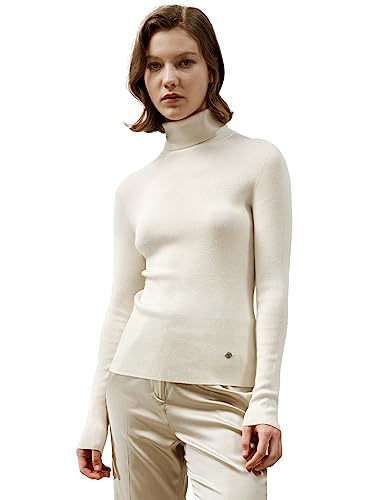 LilySilk Basic Silk Knit Sweater for Women Versatile Silk Cashmere Pullover with Slim Fit Lapel Collar Turtleneck Fall Winter