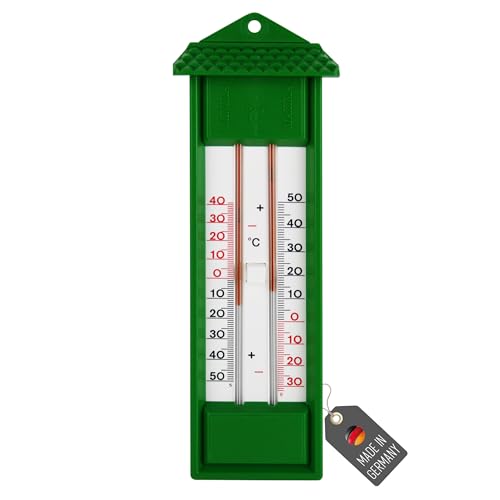 Lantelme Minima Maxima Thermometer in Grün Temperaturanzeiger der Höchstwerte und Tiefstwerte | Mini Maxi Analog Temperaturmesser für Haushalt Garten Gewächshaus | Gartenthermometer Außenthermometer Lantelme Minima Maxima Thermometer in Grün Temperaturanzeiger der Höchstwerte und Tiefstwerte | Mini Maxi Analog Temperaturmesser für Haushalt Garten Gewächshaus | Gartenthermometer Außenthermometer