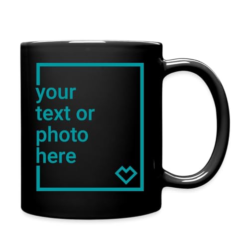 Spreadshirt Custom Mug Add Your Own Text or Image Personalised Coloured Mug, One Size, Black
