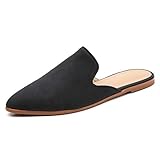 Tilocow Flat Mules for Women Closed Pointed Toe Backless Black Mule Sandals Comfortable Slides Mules...