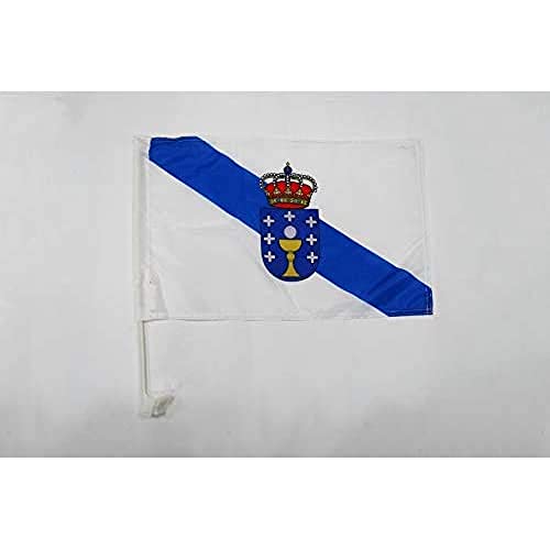 AZ FLAG - Autofahne Galicien - 45x30 cm - Galicien Autoflagge 30 x 45 Cm - Auto Flaggen