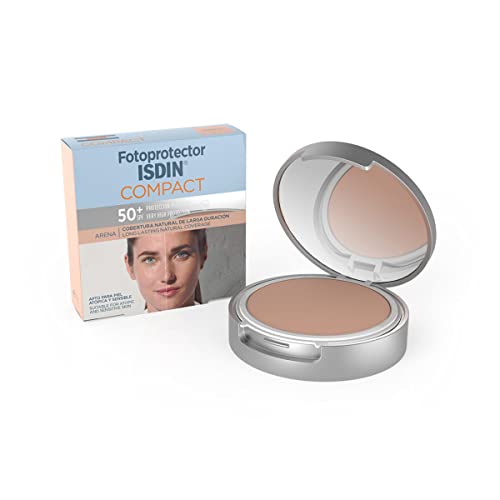 Fotoprotector ISDIN Compact SPF 50+ Arena - Protector solar facial, Cobertura natural de larga duración, Apto para piel atópica y sensible, 10 g Cover