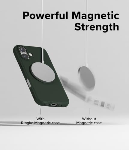 Image of Ringke Onyx Magnetic Compatible with iPhone 16 Plus Case Cover [Strong Magnet] Military-Grade Protection TPU Shockproof Rugged Bumper Full Protection iPhone 16 Plus Back Cover - Dark Green