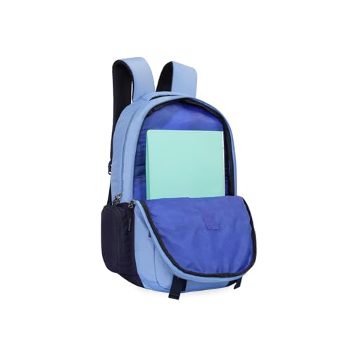 Image of United Colors of Benetton Turf 24L Laptop Backpack - Blue+Navy, Fits 15-inch Laptop, Water-Resistant with Secure Buckle, for Students & Commuters