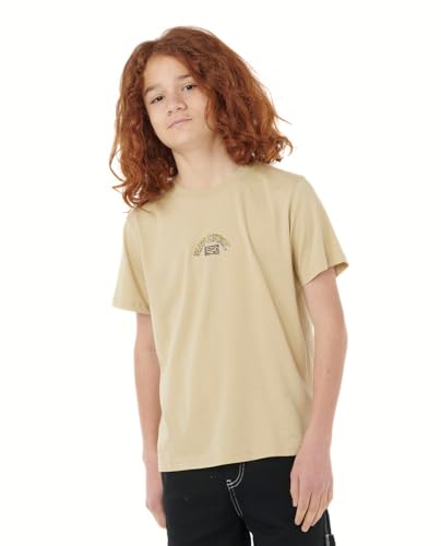 Rip Curl Maglietta a Maniche Corte da Ragazzo, vestibilitĂ Normale, Kaki Sabbia Tropic Daze Art, 8, Khaki Sand Tropic Daze Art, 8