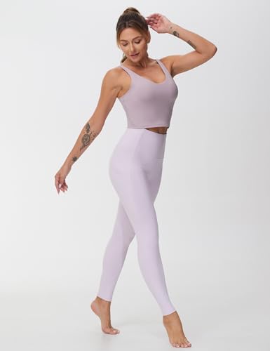 Image of THE GYM PEOPLE Thick High Waist Yoga Pants with Pockets, Tummy Control Workout Running Yoga Leggings for Women
