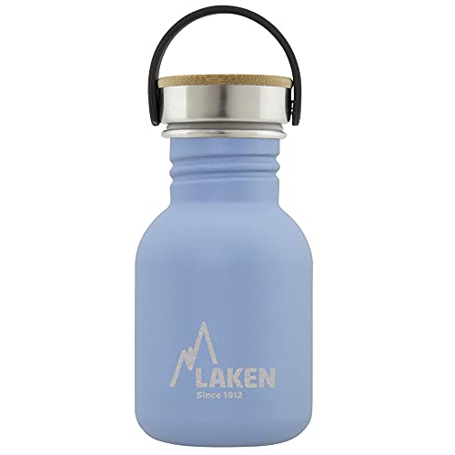 LAKEN Sehr Robusta Edelstahlflasche 0,35 Blau, Unisex, Botella De Acero Inoxidable Muy Para Adultos 75 L Color Verde Con Tapa Azul (Blue), 0.35