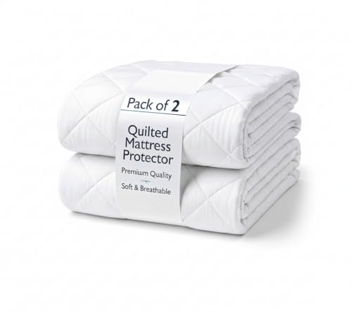 BedLooms Single Mattress Protector - Pack of 2 Quilted Mattress Cover (91x190cm) Premium Microfiber Anti-Allergy Mattress Pad