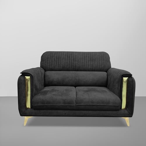 Image of Casaliving Gelio 2 Seater Sofa Set for Living Room (Black Colour) Premium Fabric Sofa