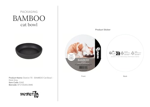 District 70 Bamboo Katzennapf - Dunkelgrau - Einheitsgröße - 12 x 12 x 2,8 cm (180 ml)