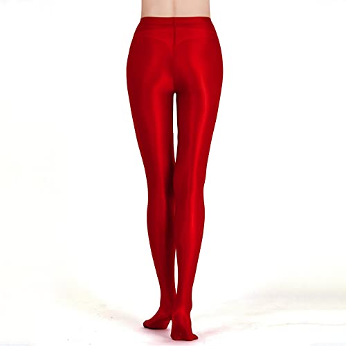 Image of cloudmall Women Sexy Semi Opaque Pantyhose Running Tights Yoga Leggings Oil Shiny Stocking
