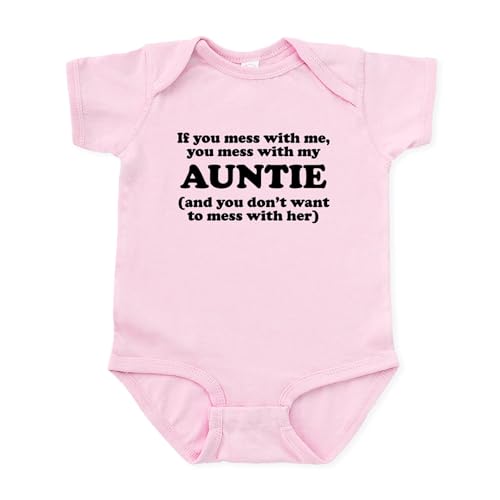 CafePress You Mess with My Auntie Body Suit Cute Infant Bodysuit Baby Romper Petal Pink