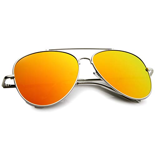 zeroUV Large Full Metal Color Mirror Teardrop Flat Lens Aviator Sunglasses 60mm4