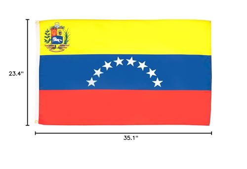 Image of AZ FLAG Set of 2 Venezuela Flags - 90 x 60 cm - Venezuelan Flag 100% Polyester with Integrated Metal Eyelets