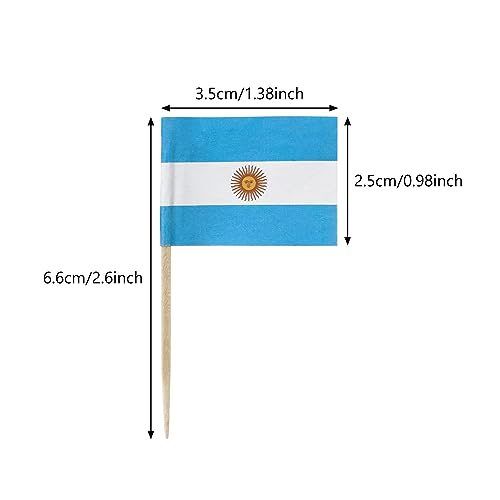 100PCS Argentina Flag Argentine Small Toothpick Flag Decor Mini Cupcake Toppers Cocktail Food Flags Cocktail Picks